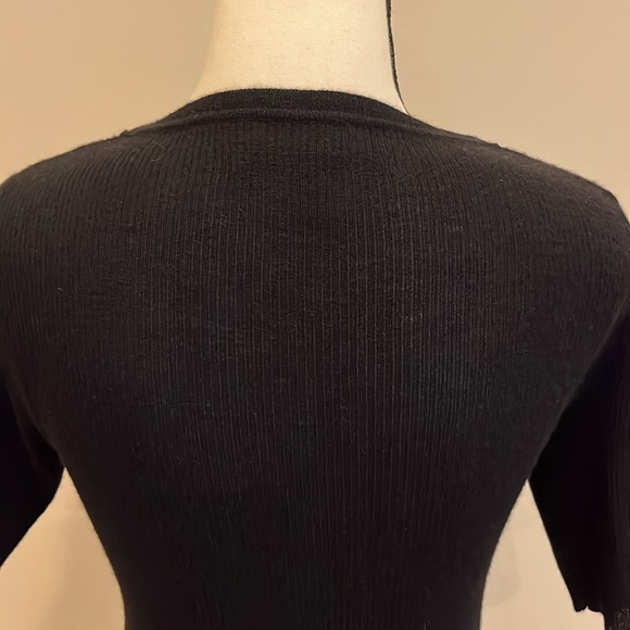 Marc Jacobs Black Cashmere Short Sleeve Crew Neck Ribbed Sweater Top Small XS - Picture 5 of 12